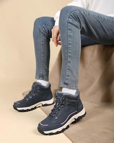 Womens Hiking Snow Boots Winter Boots Comfortable Warm Fur Shoes for Outdoor in Saudi Arabia