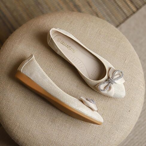 Women's Flats, Foldable Ballet Flats for Women, Fashion Bow Tie Pionted Toe Comfort Lightweight Slip-On Dress Shoes in Kuwait