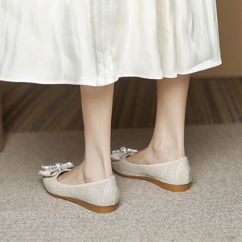 Women's Flats, Foldable Ballet Flats for Women, Fashion Bow Tie Pionted Toe Comfort Lightweight Slip-On Dress Shoes in Kuwait