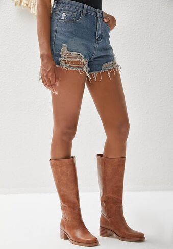 Platform Women's Knee High Square Toe Chunky Block Heel Long Wide Calf Riding Pull On Campus Boots in Saudi Arabia