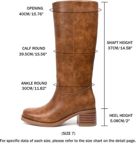 Platform Women's Knee High Square Toe Chunky Block Heel Long Wide Calf Riding Pull On Campus Boots in Saudi Arabia