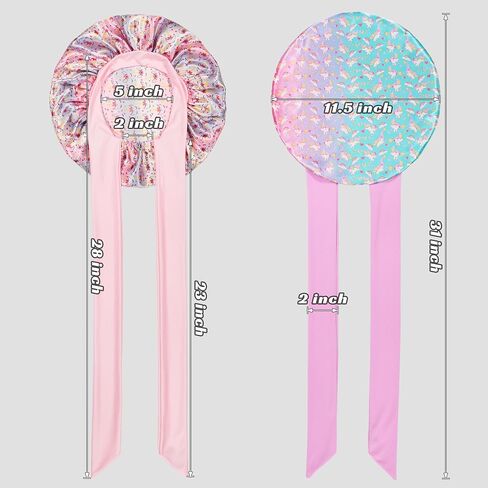 2 PCS Kids Bonnets for Girls, Silk Bonnet for Kids, Satin Bonnet for Sleeping, Baby Toddler Tie Bonnet Sleep Cap in Kuwait