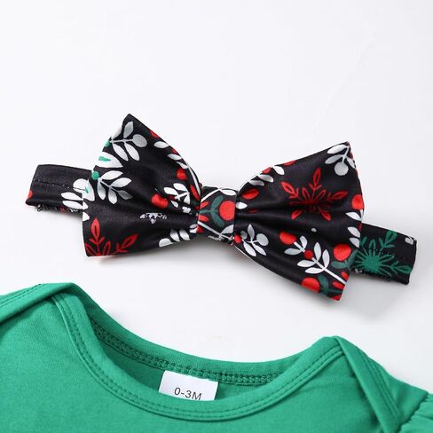 Newborn Baby Girl Christmas Outfit Long Sleeve Ribbed Romper Candy Pants Set Headband 3pcs Fall Winter Clothes in Saudi Arabia
