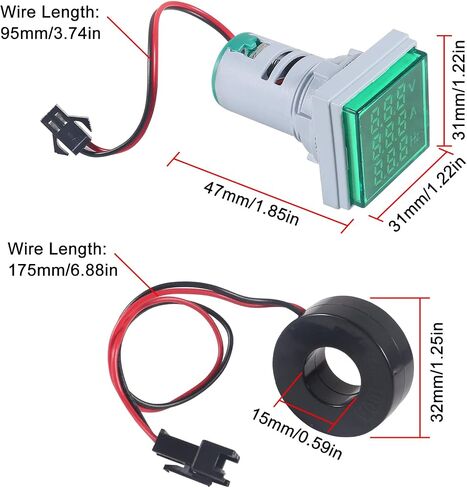 2 قطعة LED الفولتميتر الرقمي مقياس التيار الكهربائي هرتز مؤشر التيار المتناوب 60-500 فولت 1-100A أمبير الجهد الحالي جهاز قياس التردد 20-75 هرتز مع CT (أصفر) in Kuwait