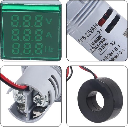 2 قطعة LED الفولتميتر الرقمي مقياس التيار الكهربائي هرتز مؤشر التيار المتناوب 60-500 فولت 1-100A أمبير الجهد الحالي جهاز قياس التردد 20-75 هرتز مع CT (أصفر) in Kuwait