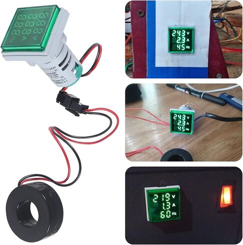 2 قطعة LED الفولتميتر الرقمي مقياس التيار الكهربائي هرتز مؤشر التيار المتناوب 60-500 فولت 1-100A أمبير الجهد الحالي جهاز قياس التردد 20-75 هرتز مع CT (أصفر) in Kuwait