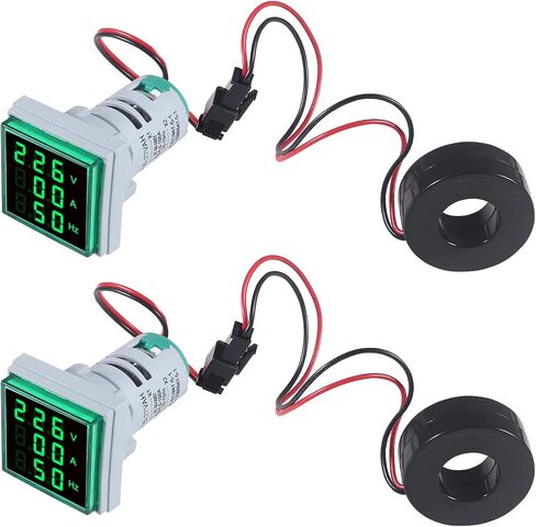 2 قطعة LED الفولتميتر الرقمي مقياس التيار الكهربائي هرتز مؤشر التيار المتناوب 60-500 فولت 1-100A أمبير الجهد الحالي جهاز قياس التردد 20-75 هرتز مع CT (أصفر) in Kuwait