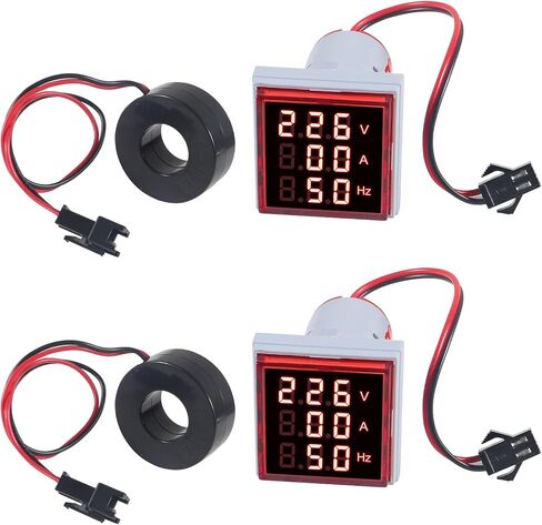 2 قطعة LED الفولتميتر الرقمي مقياس التيار الكهربائي هرتز مؤشر التيار المتناوب 60-500 فولت 1-100A أمبير الجهد الحالي جهاز قياس التردد 20-75 هرتز مع CT (أصفر) in Kuwait