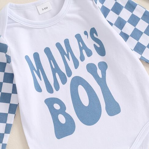 Baby Boy Fall Outfits Long Sleeve Letter Print Romper Shirt Checkerboard Pants Hat Sets Newborn Boy Winter Clothes in Kuwait