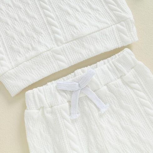 Rtnnsbbfcm Toddler Baby Boy Girl Fall Winter Clothes Cable Knit Long Sleeve Button Sweatshirt Top Pants Set in Saudi Arabia