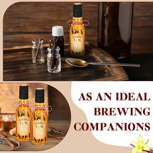 Tioncy 16 Pcs Vanilla Extract Bottles for Homemade Vanilla Jar Glass Bottle with Cap, Shrink Band, Sticker Syrup Gift Food Storage Canister for Bean Sauce Spice for Christmas in Saudi Arabia