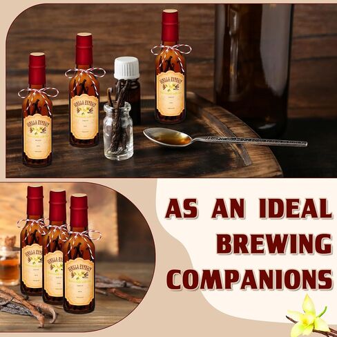 Tioncy 16 Pcs Vanilla Extract Bottles for Homemade Vanilla Jar Glass Bottle with Cap, Shrink Band, Sticker Syrup Gift Food Storage Canister for Bean Sauce Spice for Christmas in Saudi Arabia
