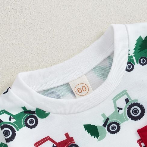 Newborn Baby Boy Christmas Outfit Long Sleeve Tractor Romper Onesie Infant Fall Winter Xmas Clothes in Kuwait