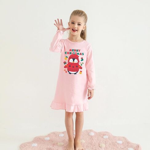 2Pcs Girls Nightgowns 3-10 Years Flutter Long Sleeves Nightdress Nightie Dress Sleepwear Pajamas for Toddler Kids Girls in Kuwait