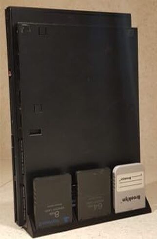 قاعدة رأسية مع حامل بطاقة ذاكرة متوافقة مع وحدة تحكم Sony PlayStation PS2 Slim - موفرة للمساحة، ملحق مناسب لإعداد الألعاب وتنظيم حفظ الألعاب in Saudi Arabia