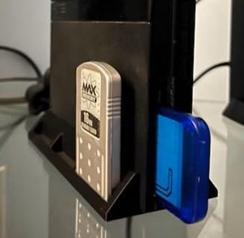 قاعدة رأسية مع حامل بطاقة ذاكرة متوافقة مع وحدة تحكم Sony PlayStation PS2 Slim - موفرة للمساحة، ملحق مناسب لإعداد الألعاب وتنظيم حفظ الألعاب in Saudi Arabia