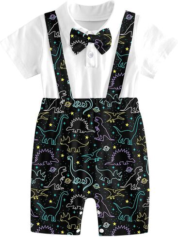 BFUSTYLE Baby Boy Romper 2 in 1 Outfits 0-24 Months Short Sleeve Bodysuit with Bowtie in Saudi Arabia