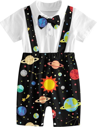 BFUSTYLE Baby Boy Romper 2 in 1 Outfits 0-24 Months Short Sleeve Bodysuit with Bowtie in Saudi Arabia