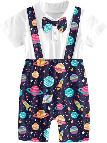 BFUSTYLE Baby Boy Romper 2 in 1 Outfits 0-24 Months Short Sleeve Bodysuit with Bowtie in Saudi Arabia