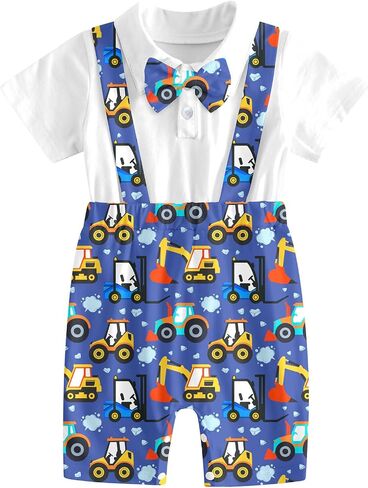 BFUSTYLE Baby Boy Romper 2 in 1 Outfits 0-24 Months Short Sleeve Bodysuit with Bowtie in Saudi Arabia