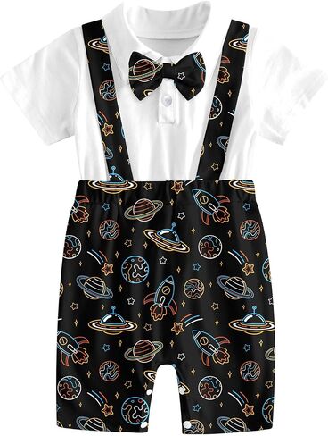 BFUSTYLE Baby Boy Romper 2 in 1 Outfits 0-24 Months Short Sleeve Bodysuit with Bowtie in Saudi Arabia