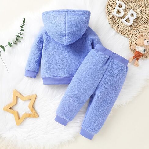 Toddler Little Girl Boy Solid Hoodie Sweatshirt Set Cotton Thick Outfit Fleeced Clothing Suit in Saudi Arabia