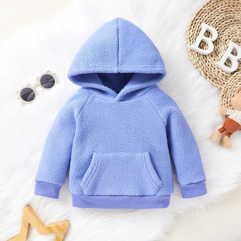 Toddler Little Girl Boy Solid Hoodie Sweatshirt Set Cotton Thick Outfit Fleeced Clothing Suit in Saudi Arabia