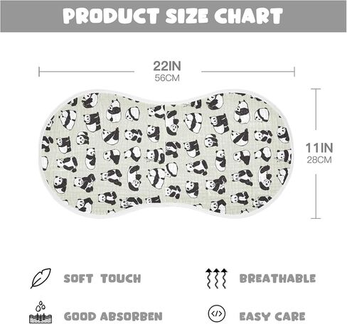 Panda Muslin Baby Burp Cloths - Super Absorbent and Soft Burping Rags - Cotton Burp Clothes Set for Boys and Girls, 2 Pack in Saudi Arabia