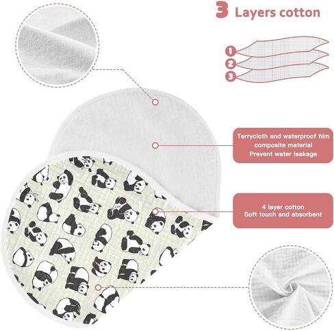 Panda Muslin Baby Burp Cloths - Super Absorbent and Soft Burping Rags - Cotton Burp Clothes Set for Boys and Girls, 2 Pack in Saudi Arabia