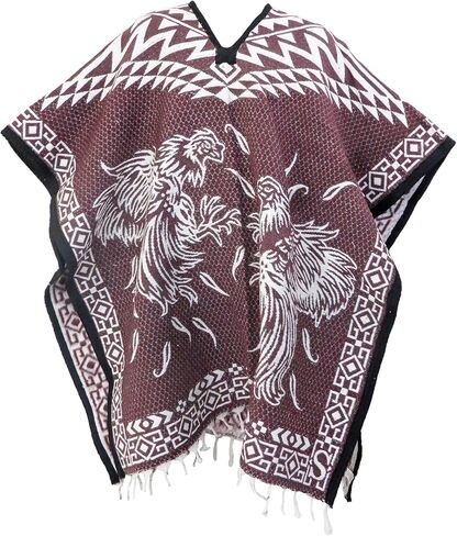 Leos Imports بطانية كوبيجا المكسيكية ذات الوجهين للجنسين بونشو جالو روستر (أسود) in Kuwait