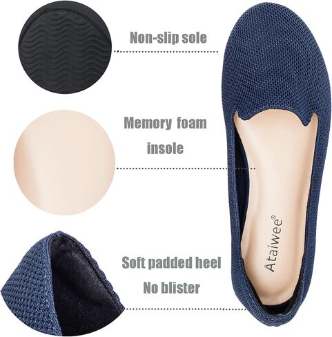 Ataiwee Women's Wide Width Flat Shoes, Fashion Comfortable Plus Size Cute Round Toe Slip on Loafer Shoes. in Saudi Arabia