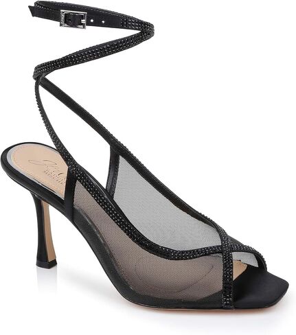 حذاء Jewel Badgley Mischka Tamera بكعب مفتوح عند الأصابع مع حزام ملفوف in Kuwait