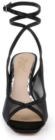 حذاء Jewel Badgley Mischka Tamera بكعب مفتوح عند الأصابع مع حزام ملفوف in Kuwait