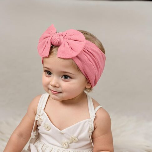 Super Stretchy Nylon Baby Girl Headbands with Big Bows Soft Elastic Knot Head Wrap Hair Accessories for Newborn Infant Toddler Kids (Grey, Standard) in Kuwait