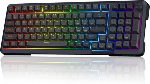 لوحة مفاتيح ميكانيكية لاسلكية من Redragon، لوحة مفاتيح ألعاب RGB مثبتة على حشية ثلاثية الأوضاع مع مقبض مستوى الصوت، ومفاتيح خطية مسبقة التشحيم، ملف تعريف MDA، 98 مفتاحًا لوحة مفاتيح كريمية قابلة للتبديل السريع لأجهزة الكمبيوتر/الكمبيوتر اللوحي/Xbox/PS4 in Saudi Arabia