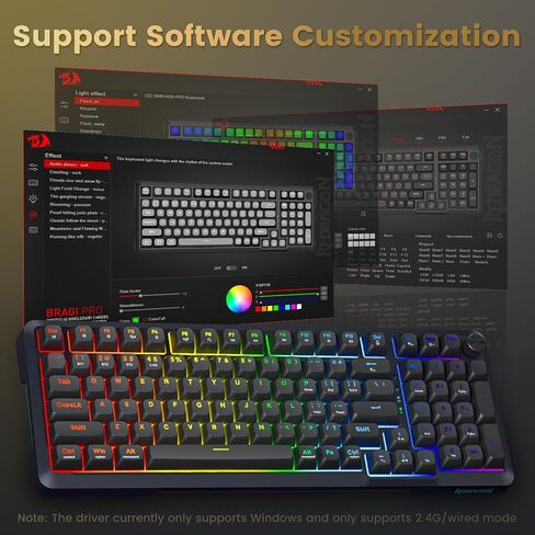 لوحة مفاتيح ميكانيكية لاسلكية من Redragon، لوحة مفاتيح ألعاب RGB مثبتة على حشية ثلاثية الأوضاع مع مقبض مستوى الصوت، ومفاتيح خطية مسبقة التشحيم، ملف تعريف MDA، 98 مفتاحًا لوحة مفاتيح كريمية قابلة للتبديل السريع لأجهزة الكمبيوتر/الكمبيوتر اللوحي/Xbox/PS4 in Saudi Arabia