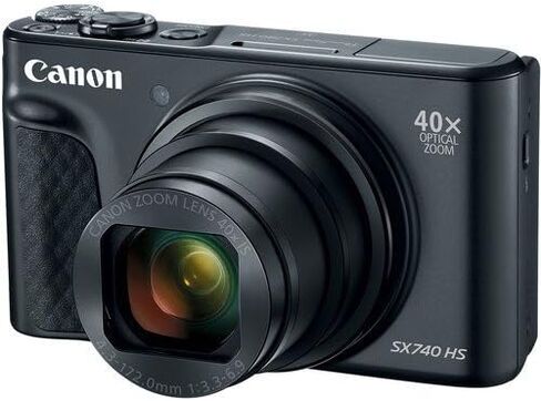 كاميرا Canon PowerShot SX740 HS الرقمية (أسود) حزمة مكونة من 9 قطع - تتضمن بطارية بديلة + شاحن سريع للمنزل والسفر AC/DC + المزيد in Kuwait