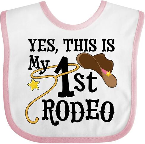 inktastic Yes, This Is My 1st Rodeo- Cowboy Hat with Pink Band, Lasso Baby Bib in Saudi Arabia