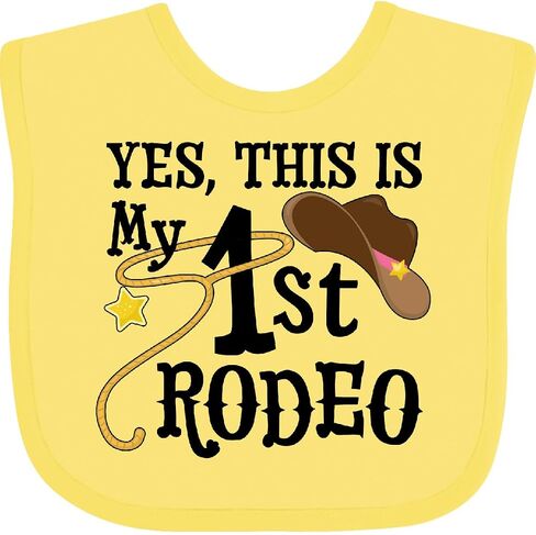 inktastic Yes, This Is My 1st Rodeo- Cowboy Hat with Pink Band, Lasso Baby Bib in Saudi Arabia