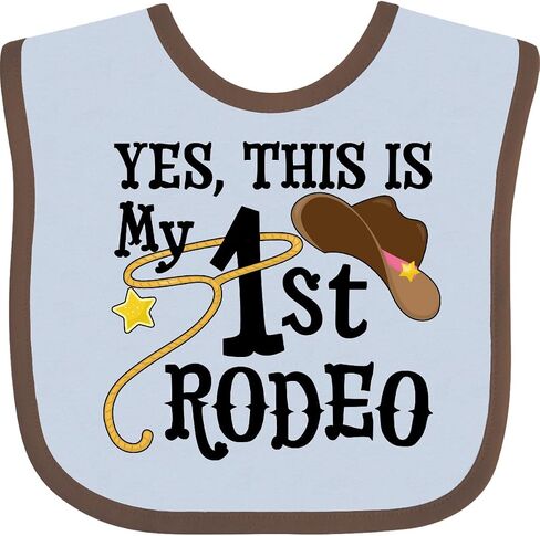 inktastic Yes, This Is My 1st Rodeo- Cowboy Hat with Pink Band, Lasso Baby Bib in Saudi Arabia