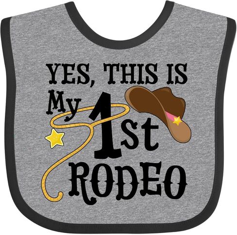inktastic Yes, This Is My 1st Rodeo- Cowboy Hat with Pink Band, Lasso Baby Bib in Saudi Arabia