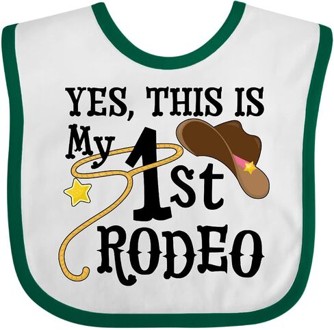 inktastic Yes, This Is My 1st Rodeo- Cowboy Hat with Pink Band, Lasso Baby Bib in Saudi Arabia