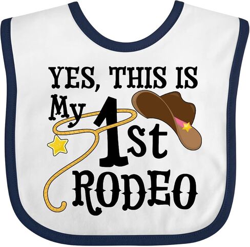 inktastic Yes, This Is My 1st Rodeo- Cowboy Hat with Pink Band, Lasso Baby Bib in Saudi Arabia