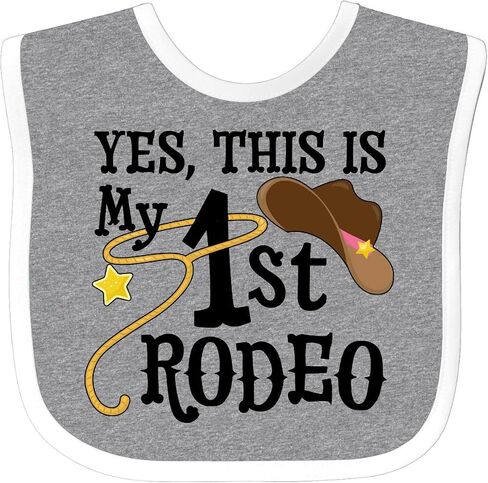 inktastic Yes, This Is My 1st Rodeo- Cowboy Hat with Pink Band, Lasso Baby Bib in Saudi Arabia