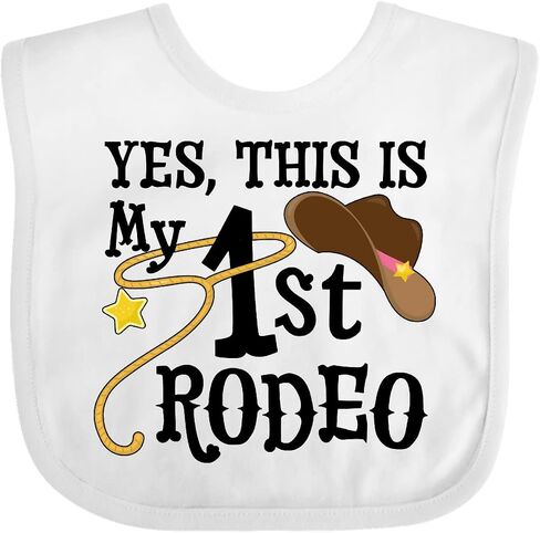inktastic Yes, This Is My 1st Rodeo- Cowboy Hat with Pink Band, Lasso Baby Bib in Saudi Arabia