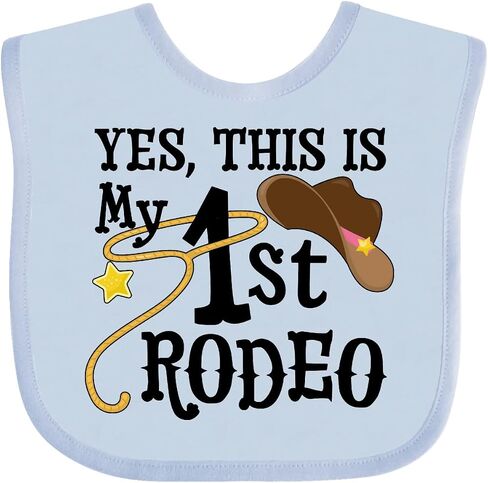 inktastic Yes, This Is My 1st Rodeo- Cowboy Hat with Pink Band, Lasso Baby Bib in Saudi Arabia