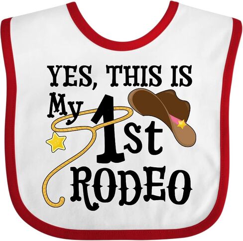 inktastic Yes, This Is My 1st Rodeo- Cowboy Hat with Pink Band, Lasso Baby Bib in Saudi Arabia
