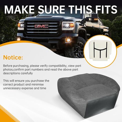 Single Automotive Replacement Seat Cover Driver Side Bottom Cloth Seat Cover for 2003-2007 GMC Sierra 1500 2500 3500 1500HD 2500HD SLE SLT Charcoal Gray in Saudi Arabia