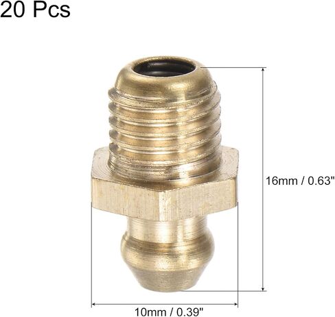 uxcell Brass Straight Grease Fitting M10 x 1mm Thread Hydraulic Grease Fitting Accessories, 40Pcs in Saudi Arabia