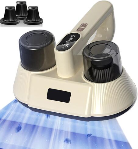 Bed Vacuum Cleaner,15Kpa Handheld Mattress Vacuum Cleaner with Purple Light, Lightweight and Rechargeable Vacuum with HEPA Filter for Bed Cleaning, Fabric Sofa, Pet Hair (3 Filters) in Saudi Arabia